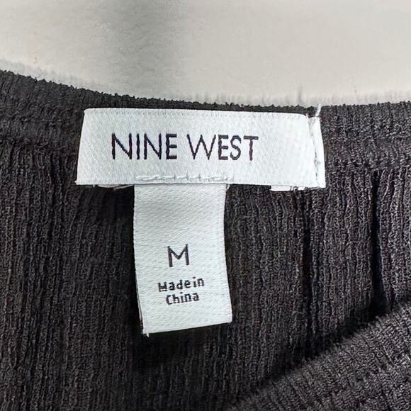 Nine West Short Sleeve Peplum Top, Black, Size Medium - Picture 5 of 9